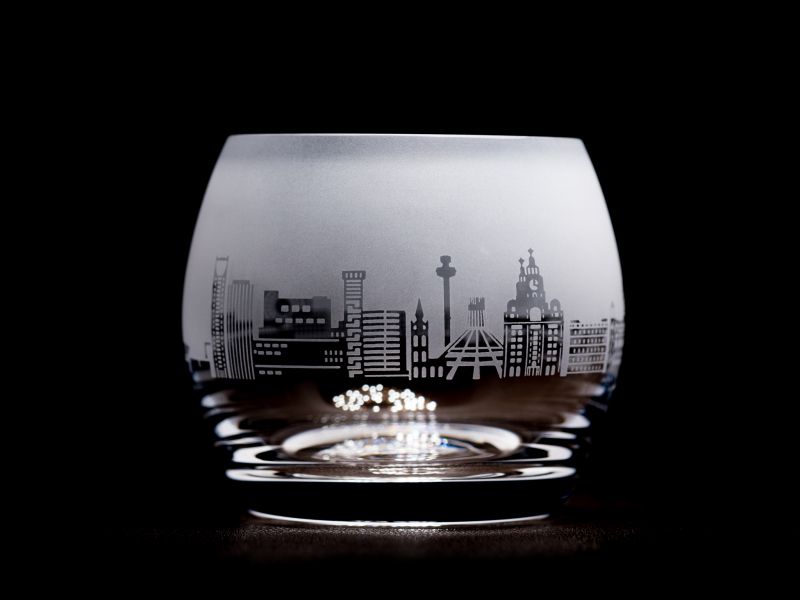 Liverpool Skyline Glass Tea Light Holder