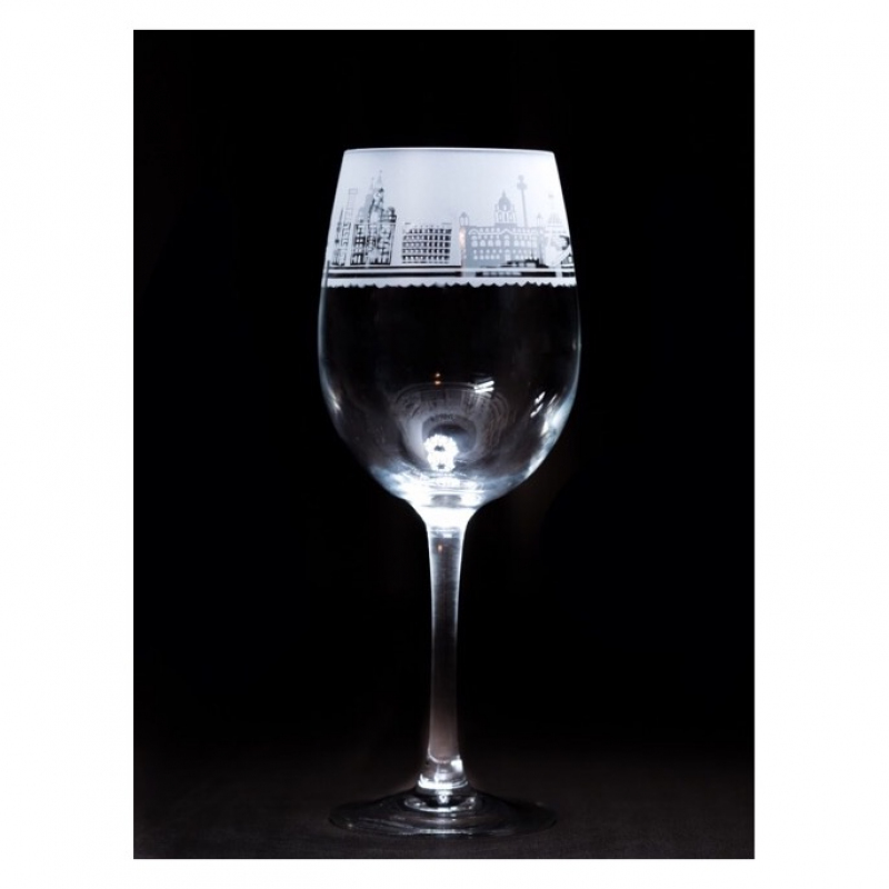 Liverpool Skyline White Wine Glass