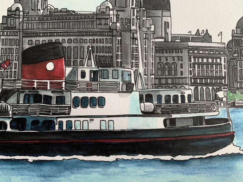 Three Graces & Mersey Ferry Print - Paint By Pablo