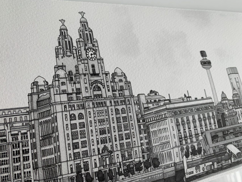 Liverpool Waterfront - Black & White - Paint By Pablo