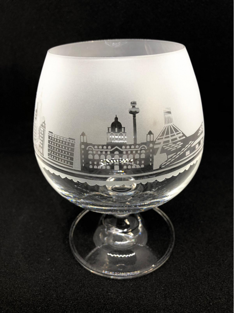 Liverpool Skyline Brandy Glass