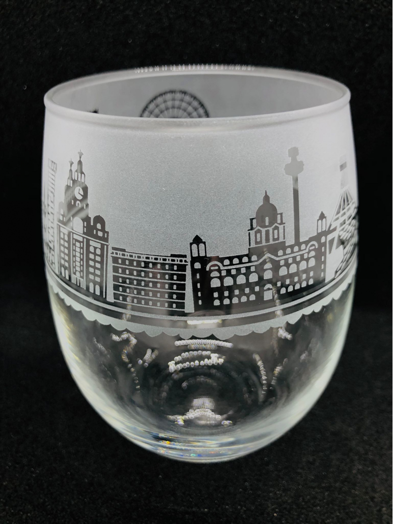 Liverpool Skyline Water Glass