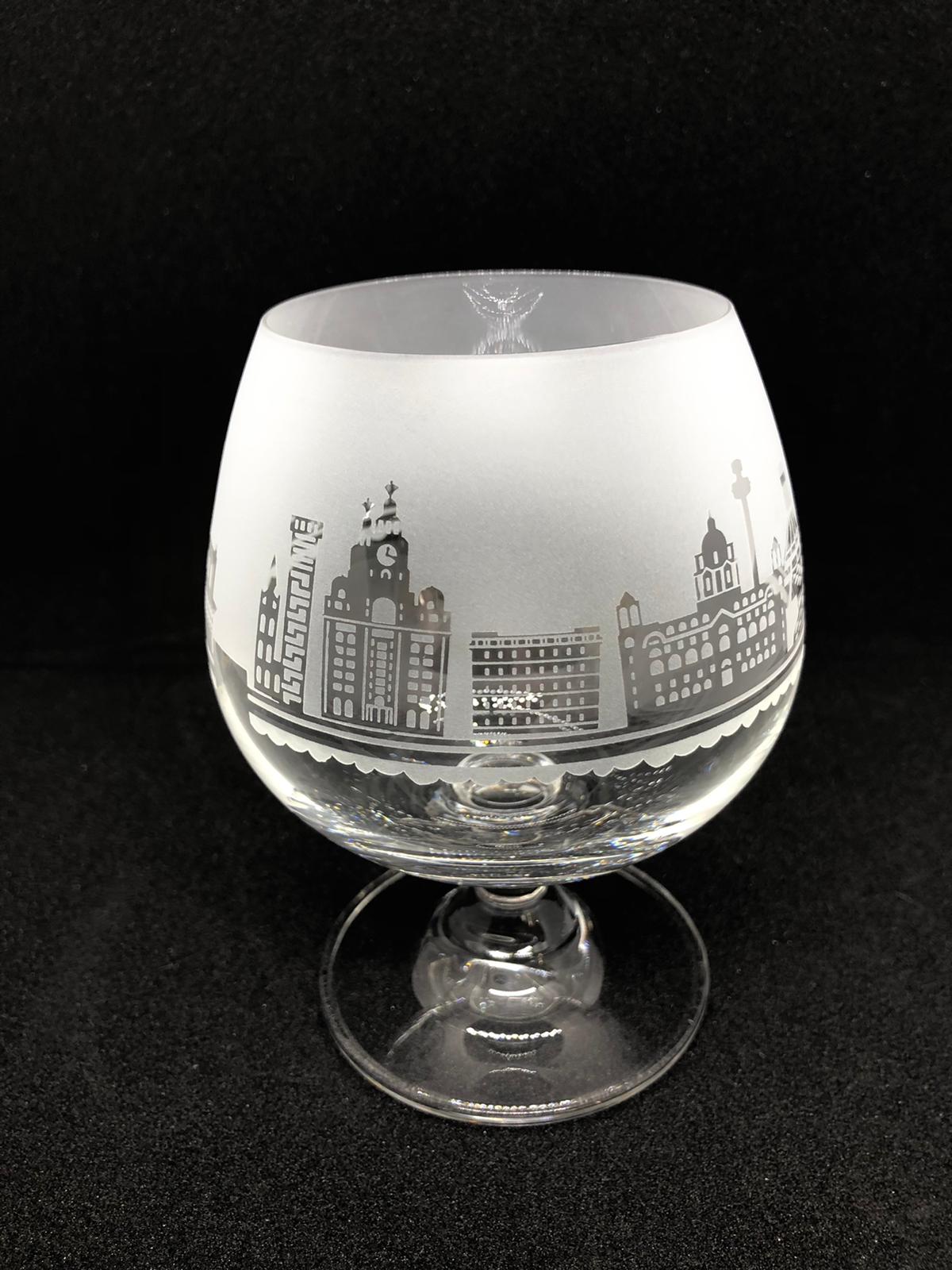 Liverpool Skyline Brandy Glass