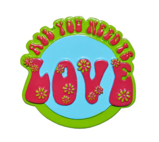 All You Need Is Love Magnet, Green, Pink and Blue